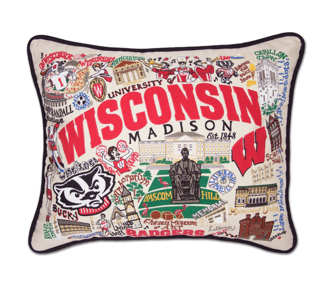 Wisconsin, University of Embroidered Pillow - Veranda Cafe & Mercantile