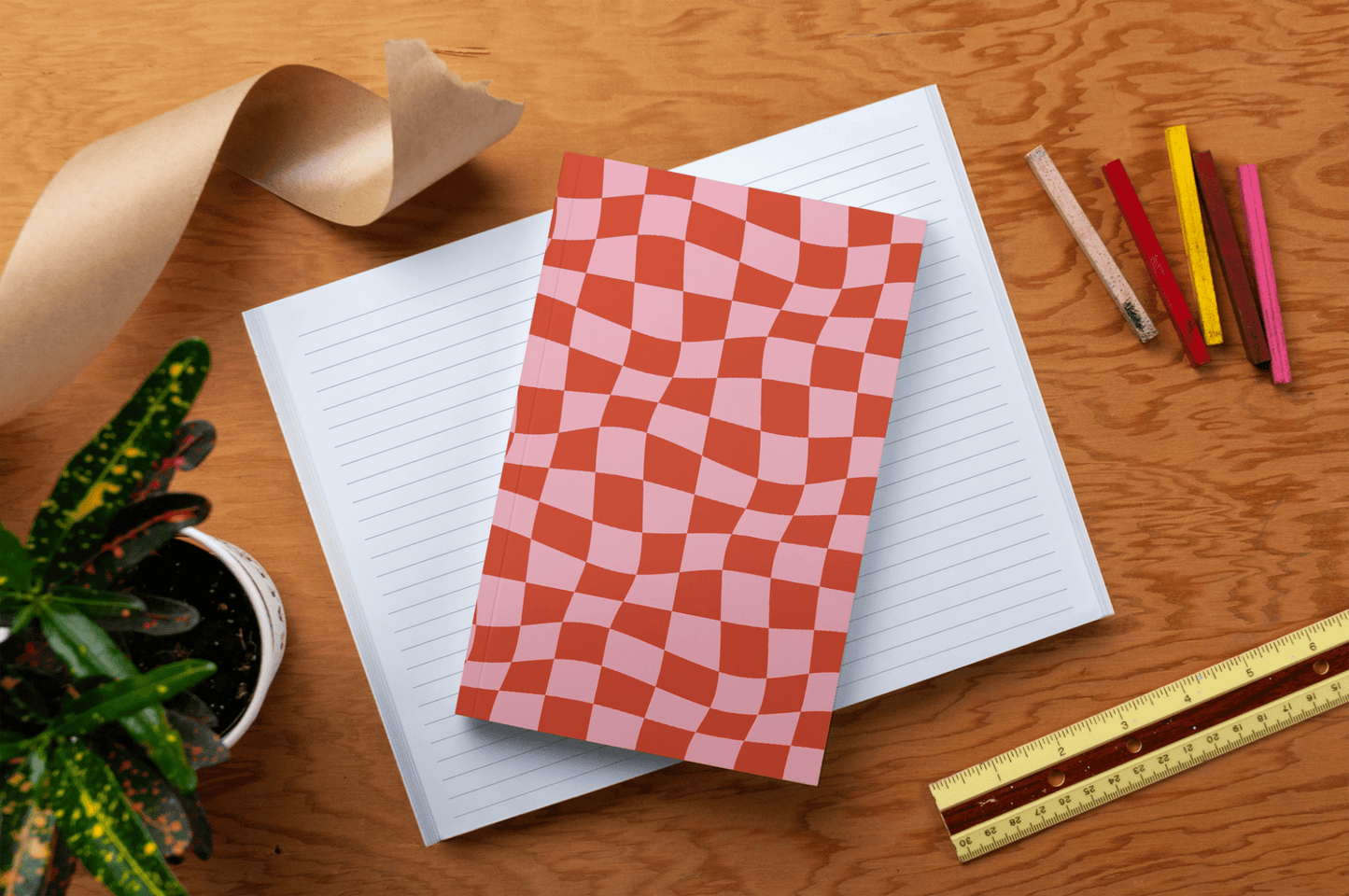 Wonky Checkers Classic Layflat Journal Notebook - Veranda Cafe & Mercantile
