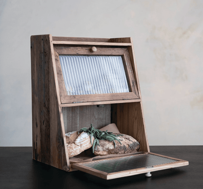 Wood Wall Cabinet with Fluted Glass Doors - Veranda Cafe & Mercantile