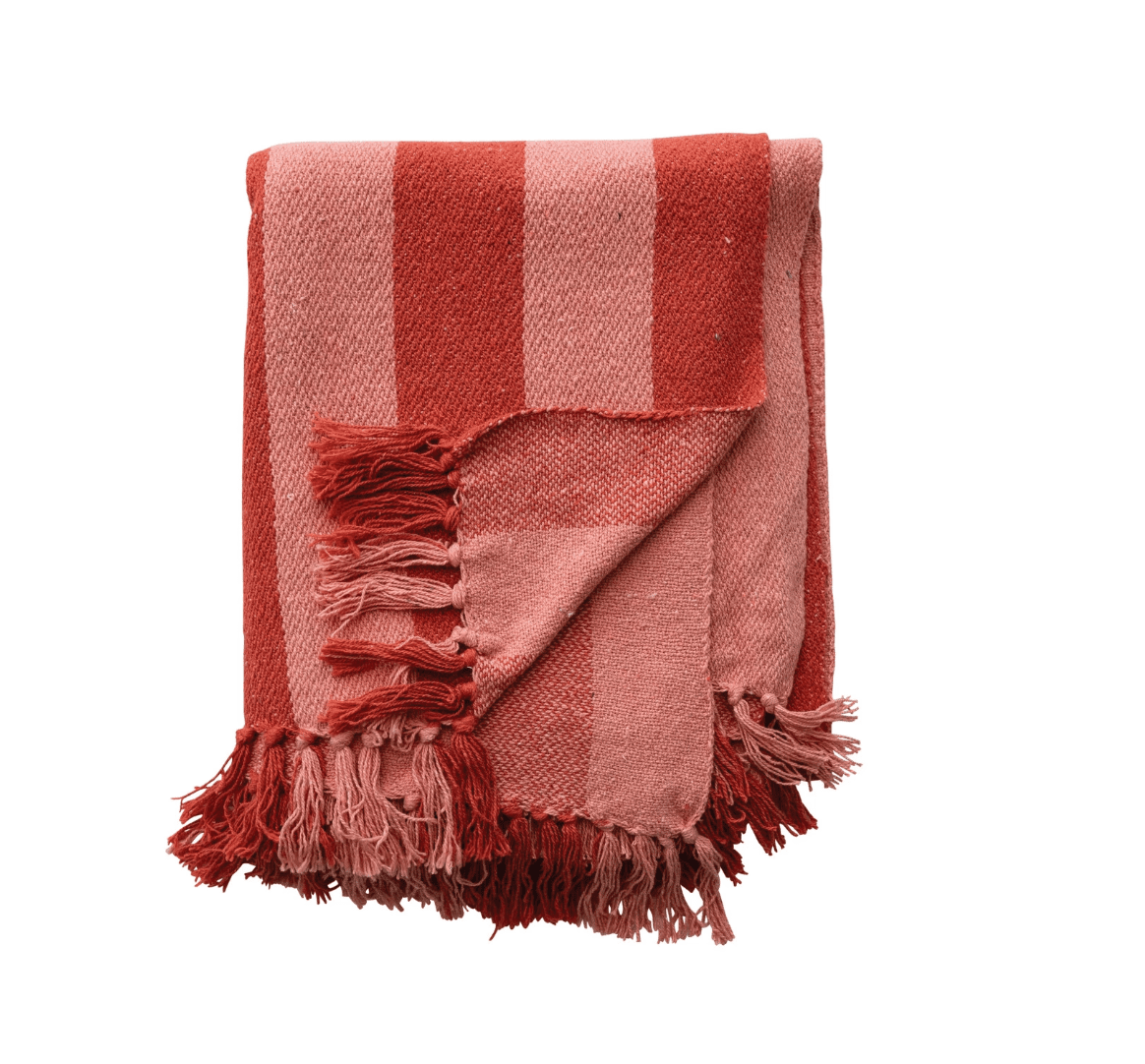 Woven Recycled Cotton Blend Throw - Veranda Cafe & Mercantile