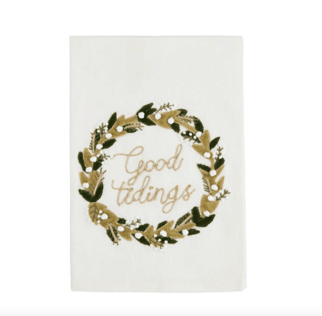 Wreath Velvet Appliqué Towel - Veranda Cafe & Mercantile