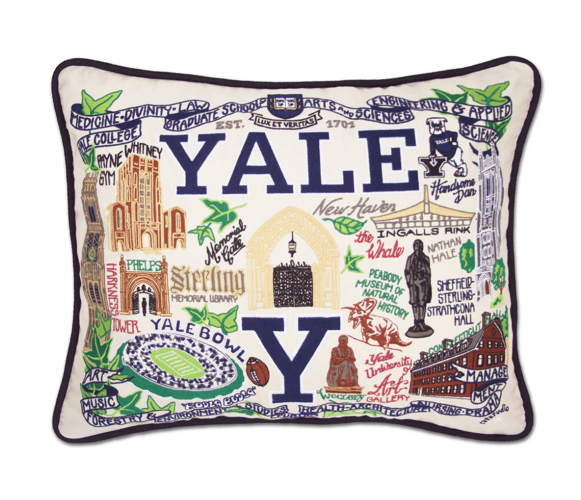 Yale University Collegiate Embroidered Pillow - Veranda Cafe & Mercantile